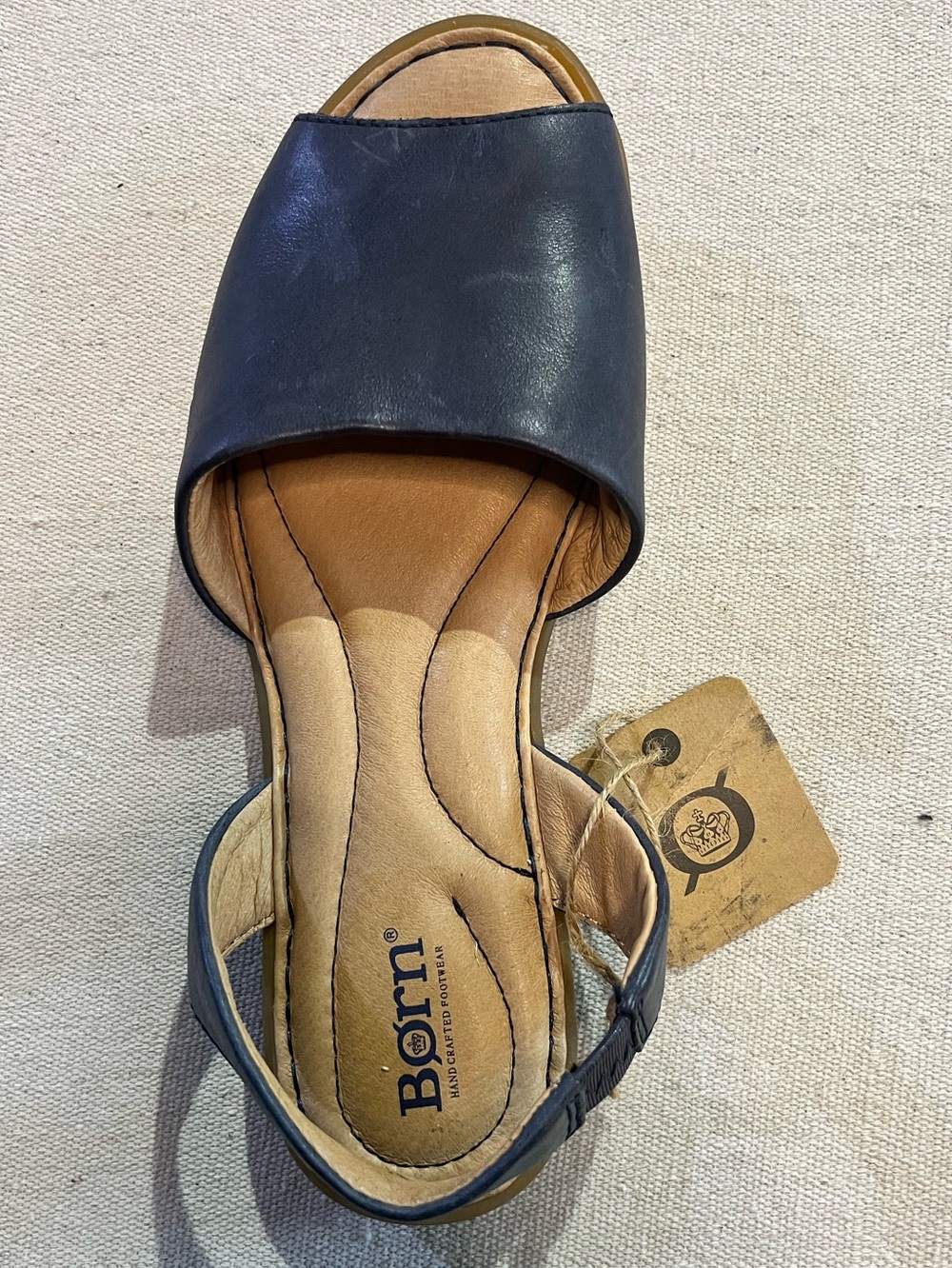 LEFT SHOE ONLY - Born Trang Slingback Peep Toe Sandal, Navy, Sz 8, NEW